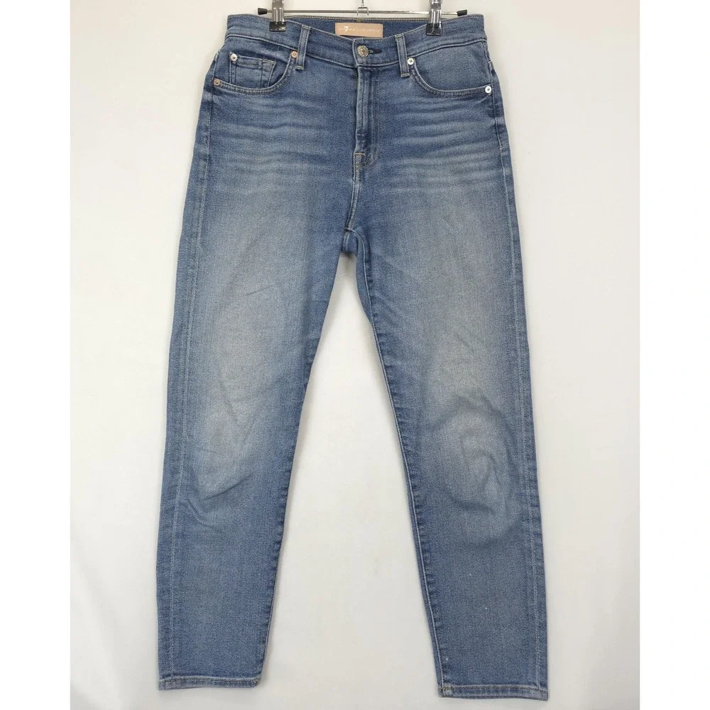 7 For All Mankind Jeans Women 27 Luxe Vintage Tapered Stretch Denim High Rise